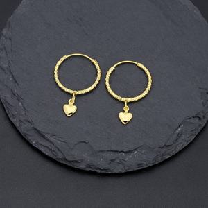 ต่างหูห่วงใหญ่ทรงทันสมัยสำหรับผู้หญิง JXX ดีไซน์รูปหัวใจและระฆัง ชุบทองใหม่ ทำจากทองเหลือง ประดับเพชรและมุก - Product Image 2