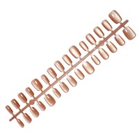 Kit d'accessoires pour nail art, 30 faux ongles à presser, style français automne-hiver, brun ambre œil de chat, courts et carrés, avec adhésifs en gel.