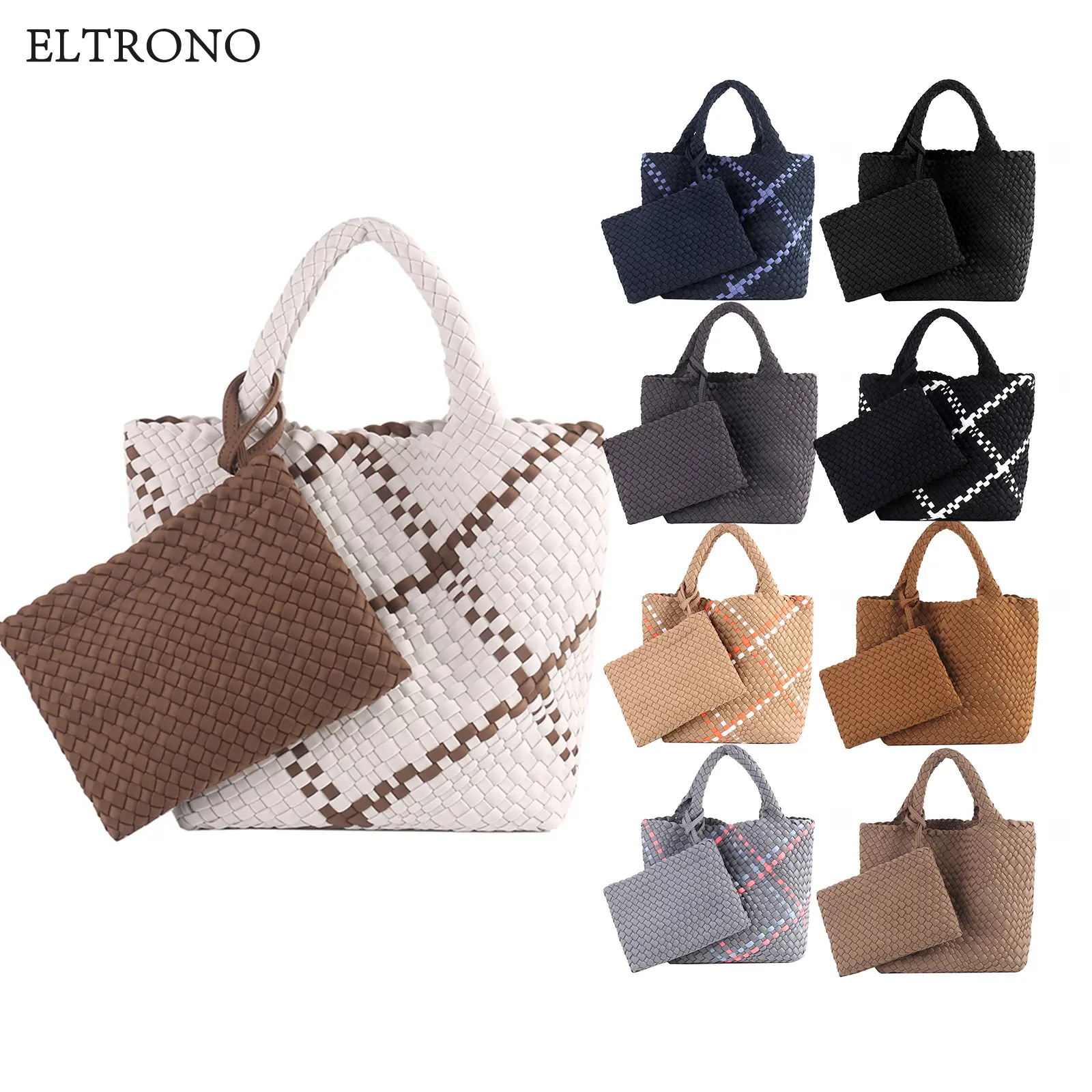 New Products Woven Tote Bag Neoprene Woven Bag Weaved Tote Handbag Sets