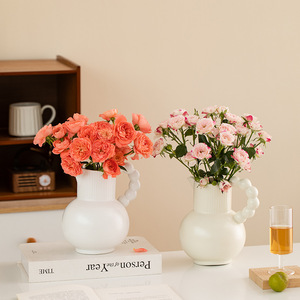 Cream Modern Minimalist Premium Feel Ceramic Vase With Smooth Glossy Finish for Living Room Dried Fresh Faux <b>Flower</b> <b>Display</b> - Product Image 2