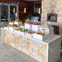 Présentoir alimentaire en acrylique blanc XINGPAI pour restaurants, cubes gigognes, rehausseurs de buffet en acrylique pour mariages et fêtes