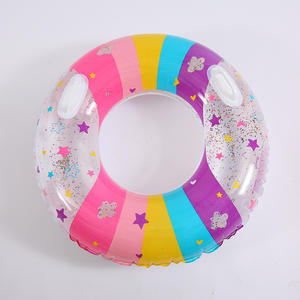 Anneau de natation à paillettes <span class=keywords><strong>arc</strong></span>-<span class=keywords><strong>en</strong></span>-<span class=keywords><strong>ciel</strong></span> avec poignée bouée de sauvetage gonflable portable Anneau de natation de piscine mignon - Product Image 4