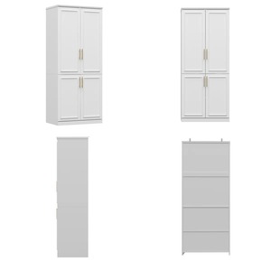 <span class=keywords><strong>Armadio</strong></span> Moderno di Lusso Bianco Stile Shaker <span class=keywords><strong>a</strong></span> <span class=keywords><strong>4</strong></span> <span class=keywords><strong>Ante</strong></span> con Logo Personalizzato OEM, Maniglie Dorate per Camera da Letto e Progetti Alberghieri - Product Image 4