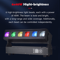 Barre de lumière LED mobile DMX512 6x40W RGBW 4-en-1 Pixel Head 5-35 Zoom Beam Wash pour scène, discothèque et DJ