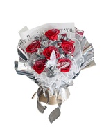 Buket Bunga Kering Tahan Lama Asli Alami Mawar Abadi Kotak Hadiah dalam Vas untuk Hari Ibu Hari Valentine Ulang Tahun Kelas Akhir