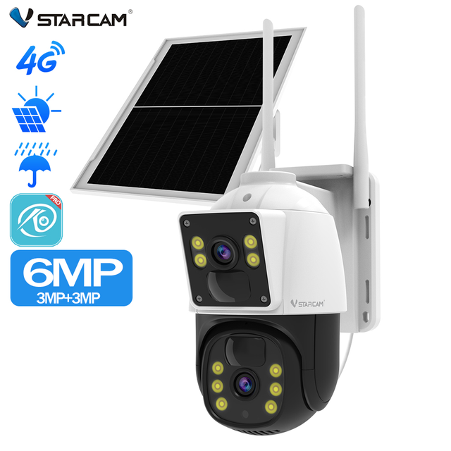 VSTARCAM Newest BG66DR 4G CCTV Security IP Camera Outdoor Dual Lens Network Camera Solar Camera Outdoor