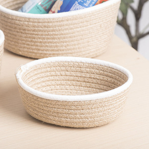 Handmade Hemp Rope Woven <b>Storage</b> <b>Basket</b> Round 2.0-3.0L For Fruits Toys Cosmetics Desktop Organization - Product Image 2
