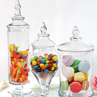 Grand bocal de rangement européen en verre à pointe avec couvercle transparent Modèle de table à dessert de mariage moderne pour la décoration de salle de cuisine