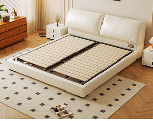 <span class=keywords><strong>Lit</strong></span> plateforme moderne en similicuir PU, taille Queen, avec rangement, coffre sécurisé, multifonctionnel, pour chambre principale - Product Image 4
