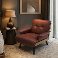 Fauteuil d'appoint moderne et durable pour hôtel, style contemporain, en cuir, avec structure en bois de frêne blanc, pour chambres d'hôtel et chambres à coucher