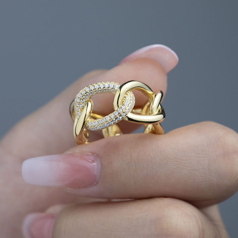 Fine Twist Gold Plated Sterling Silver Jewelry Trendy Rings