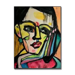 Kahlo Large Acrylic Abstract Faces Oil Painting Art On Canvas Figurative Friday Kahlo Modern Wall Art Decor Artwork Inner Circle