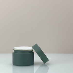 Pot à crème rond en verre vert de 10g, 15g, 20g, 30g, 50g, 100g avec couvercle en plastique - Product Image 1