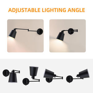 Nouvelle lampe murale LED nordique minimaliste en fer, rotative à 360 degrés et à intensité variable, pour chambre à coucher, style célébrité internet - Product Image 4