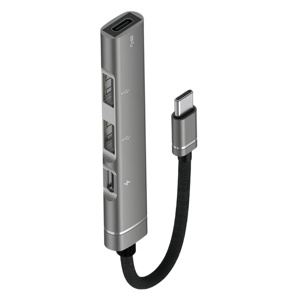 Oem ODM USB C HUB 4 trong 1 dữ liệu USB 3.<span class=keywords><strong>0</strong></span> por Hub nhôm Docking Station USB Hub với jack 3.5 mét cổng cho máy tính xách tay và p trau dồi - Product Image 5