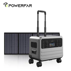 POWERFAR Gerador Solar Recarregável com Painel MPPT AC DC 110V 220V Entrada 2000w 2200w para Backup em Casa