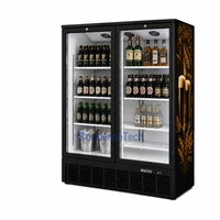 Réfrigérateur à boissons à refroidissement direct 360L, 3 portes, vitrine, dégivrage manuel, contrôle numérique LED, étagères