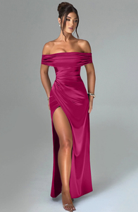 Robe de soirée <span class=keywords><strong>longue</strong></span> fendue à épaules dénudées <span class=keywords><strong>pour</strong></span> femme – Offre spéciale - Product Image 6