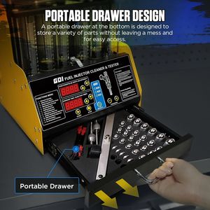 Máquina de Prueba y Limpieza de <span class=keywords><strong>Inyectores</strong></span> de Combustible Ultrasónica con Función de Calentamiento para Motores de 4 Cilindros Amarilla y Negra - Product Image 4