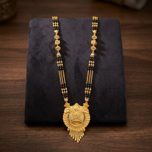 Wholesale Fashion Jewelry, 24K Micron Gold Filled Long Pendant Mangalsutra, 24K Gold Traditional Design Indian Wedding Jewelry - Product Image 3
