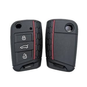 Funda de silicona con patrón de panal para llave de coche para VW Volkswagen <span class=keywords><strong>Golf</strong></span> 3 botones Touran <span class=keywords><strong>Sportvan</strong></span> funda plegable para llave - Product Image 1