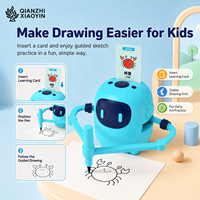 Robot de Dessin pour Enfants avec Guide par Carte, Bras de Dessin Stable, Rechargeable 18650, Bleu et Blanc, Âges 4-12, Cadeau Éducatif Créatif