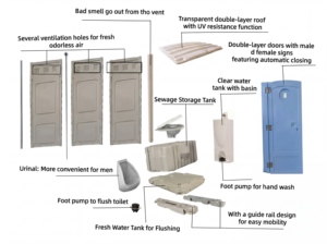 Toilettes portables en HDPE, toilettes mobiles de luxe pour l'extérieur, installation rapide, <span class=keywords><strong>WC</strong></span> mobile fabriqué avec des panneaux sandwich de haute qualité - Product Image 6
