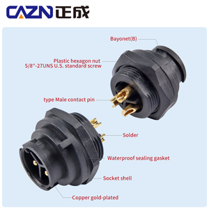 Cazn không thấm nước <span class=keywords><strong>Bayonet</strong></span> kết nối ổ cắm 2-12pins Nam Nữ trở lại/Phía trước gắn kết Hàn PCB E10 receptacle <span class=keywords><strong>Bayonet</strong></span> cắm kết nối - Product Image 4