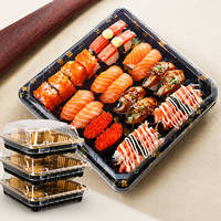 Boîte d'emballage rectangulaire jetable dorée pour sushis, plateau à sashimi, conteneur de présentation à emporter avec couvercle – Vente en gros