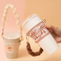 Funda Protectora para Vaso de Lona Portátil con Estampado de Dibujos Animados, Elegante y Ideal para Viajes, Diseño de Nube para Chicas