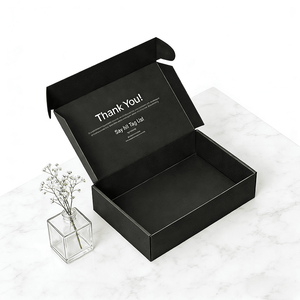 Boîtes d'emballage en carton ondulé noir mat personnalisées <span class=keywords><strong>avec</strong></span> impression « Merci » – Boîte d'expédition pour solutions d'expédition de marques minimalistes - Product Image 5