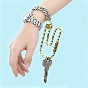 Llavero Personalizado Simple de Latón, Llaveros con Forma de Elipse, Anillo para Llaves con Clip de Seguridad de Latón, Porta Llaves para Hombre y Mujer, Llavero Retro Dorado - Product Image 3