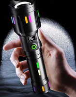 Lampe torche tactique LED alimentée par piles sèches en aluminium, affichage numérique LCD, 5 modes réglables, indice de protection IP55, 3500LM, sortie lumineuse élevée