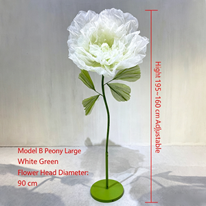 Flor de Peonía Grande con Marco Metálico de 90cm de Diámetro, Apertura y Cierre Automático Eléctrico Mecánico, Hecha a Mano, Ecológica, de Organza, Estilo Europeo de Alta Gama - Product Image 1