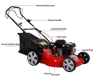 Cortadora de Césped Industrial a Gasolina, Eléctrica, de un Solo Cilindro, Autopropulsada, de 4 Tiempos, con Ruedas - Product Image 6