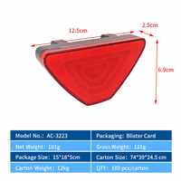 Feu Stop Triangulaire Stroboscopique Universel LED Style F1 CARFU avec Support Métallique 12V – Feu Arrière de Signalisation et Antibrouillard