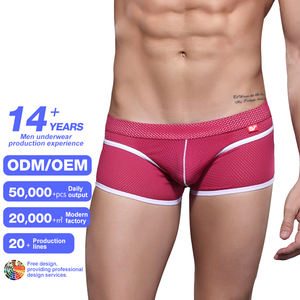 Gran oferta, Calzoncillos Bóxer sexis de secado rápido ecológicos transparentes de tiro bajo para hombre, ropa interior de punto transpirable a la moda Gay con logotipo en la cintura - Product Image 1
