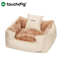 Cama para Mascotas Touchdog Helena de Cuero PU Acolchado, Cama para Perros Desmontable y Lavable con Almohada para Perros Pequeños y Gatos
