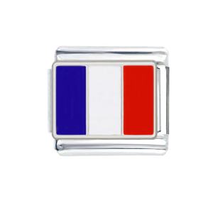 Joyería de acero inoxidable 9mm, eslabones modulares clásicos para mujer, diseño elegante, nacional, país francés, Bandera de <span class=keywords><strong>Francia</strong></span>, pulsera con abalorio italiano - Product Image 1