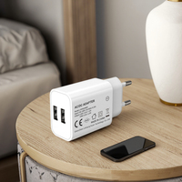Adaptor Daya Charger Dinding Shenzhen Lvxiangyuan Dual USB Ports 5V 2.1A dengan Steker EU Bersertifikasi CE RoHS ERP REACH dan Proteksi OTP
