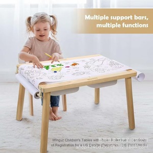 Mesa infantil multifuncional de madera de 21.34x17.71 pulgadas con cajas de almacenamiento para juegos y aprendizaje en interiores - Product Image 4