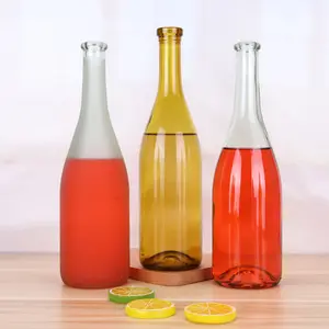 Atacado Garrafas De Vinho De Vidro Fosco Clear Film Vinho Preto Verde 500ml 750ml Home Brewed Pot Belly Wine Bottles