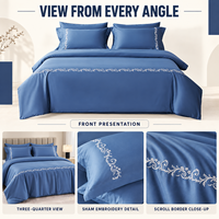 Taies d'oreiller géométriques brodées 3 pièces en coton 100% de luxe, douces, respirantes, garnissage polyester 350 g/m², toutes saisons