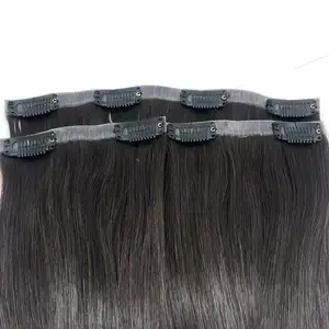 2023 Most popular wholesale Indian Remy hair Human Hair Volumizer PU clip in 3 piece set hair extension