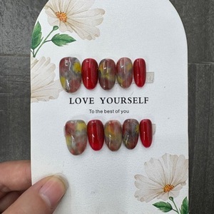 Uñas Postizas Hechas a Mano, Paquete de Acrílico Personalizado, Uñas Acrílicas con Diseño Personalizado, Uñas Postizas Navideñas - Product Image 4