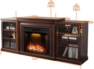 Luxstar 전기 벽난로 <span class=keywords><strong>TV</strong></span> 스탠드 82 "<span class=keywords><strong>TV</strong></span> 엔터테인먼트 센터 유리 도어 콘솔 캐비닛 조절 선반 - Product Image 3