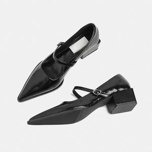 Zapatos Mary Jane de Punta Francesa con Boca Poco Profunda, de Una Sola Pieza, para Mujer, de Cuero Suave Retro, Bailarinas Impermeables y Ligeras, para Principios de Primavera - Product Image 2