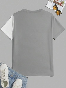 Men's casual knitted letter-print <b>patchwork</b> raglan short-sleeved T-<b>shirt</b>, source factory, customization available.F10 - Product Image 6