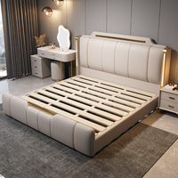 Lit King-Size de Luxe Moderne et Réglable avec Rangement, Cadre en Alliage Aluminium-Magnésium, Tapisserie Douce, Idéal pour Appartement
