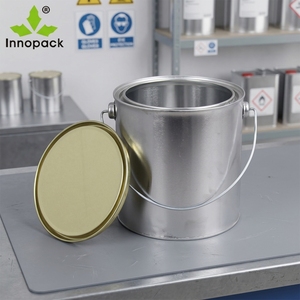 Seau à peinture rond de 3 L avec couvercle à levier, boîte en aluminium métallique cylindrique hermétique, estampage doré, produit du fabricant - Product Image 5